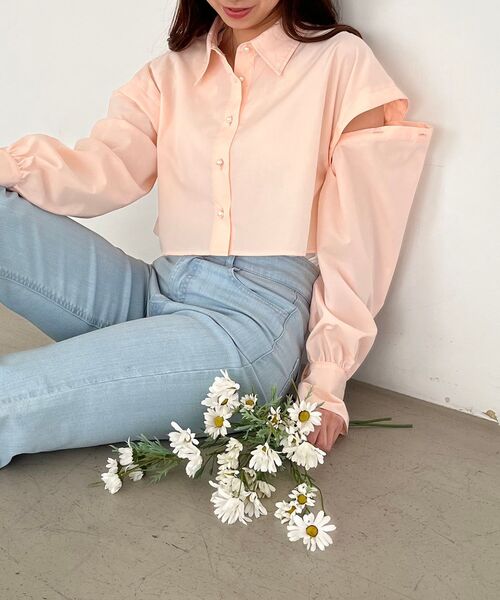 MAJESTIC LEGON（マジェスティックレゴン）の「パールボタン肩あき2wayシャツ（シャツ/ブラウス・レディース・ネイビー/ピンク/イエロー/オフホワイト/ブルー系その他2・MEDIUM）」の8枚目の写真