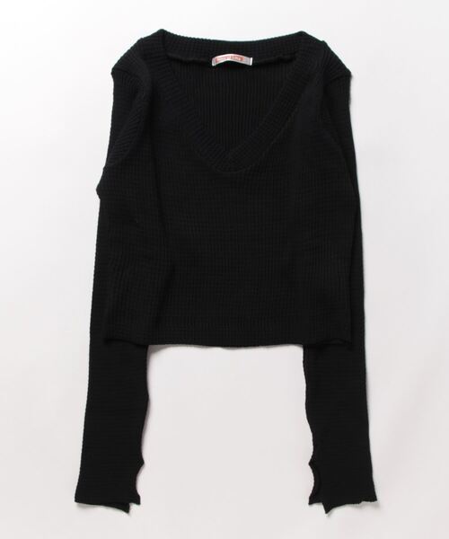 NinaetLina（ニナエリナ）の「クロップド丈無地Ｖネック長袖カットソー（Tシャツ/カットソー・レディース・ブラウン/ホワイト/ライトブルー/ブラック・FREE）」の11枚目の写真