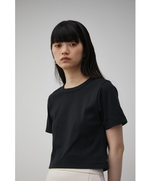 AZUL by moussy（アズールバイマウジー）の「A/B BASIC RIB CROPPED Tシャツ/アズールベーシックリブクロップドTシャツ（Tシャツ/カットソー・レディース・パープル/アイボリー/ブラック・SMALL/MEDIUM）」の14枚目の写真