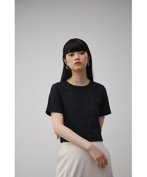 AZUL by moussy（アズールバイマウジー）の「A/B BASIC RIB CROPPED Tシャツ/アズールベーシックリブクロップドTシャツ（Tシャツ/カットソー・レディース・パープル/アイボリー/ブラック・SMALL/MEDIUM）」の15枚目の写真