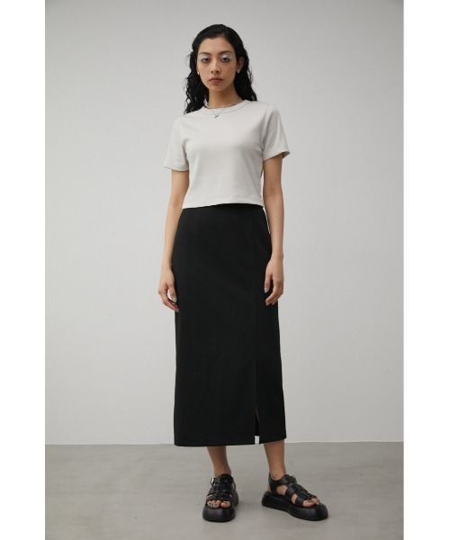 AZUL by moussy（アズールバイマウジー）の「A/B BASIC RIB CROPPED Tシャツ/アズールベーシックリブクロップドTシャツ（Tシャツ/カットソー・レディース・パープル/アイボリー/ブラック・SMALL/MEDIUM）」の7枚目の写真