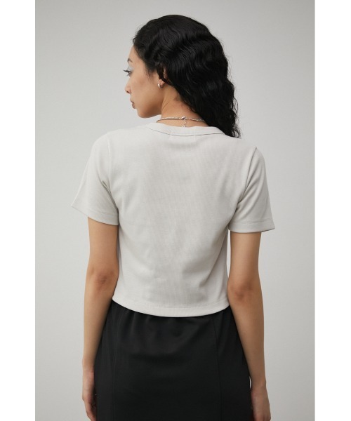 AZUL by moussy（アズールバイマウジー）の「A/B BASIC RIB CROPPED Tシャツ/アズールベーシックリブクロップドTシャツ（Tシャツ/カットソー・レディース・パープル/アイボリー/ブラック・SMALL/MEDIUM）」の10枚目の写真