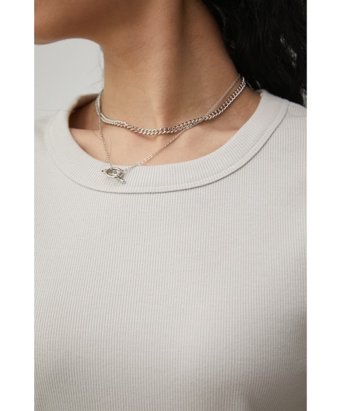 AZUL by moussy（アズールバイマウジー）の「A/B BASIC RIB CROPPED Tシャツ/アズールベーシックリブクロップドTシャツ（Tシャツ/カットソー・レディース・パープル/アイボリー/ブラック・SMALL/MEDIUM）」の11枚目の写真