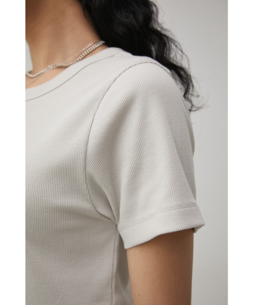 AZUL by moussy（アズールバイマウジー）の「A/B BASIC RIB CROPPED Tシャツ/アズールベーシックリブクロップドTシャツ（Tシャツ/カットソー・レディース・パープル/アイボリー/ブラック・SMALL/MEDIUM）」の12枚目の写真