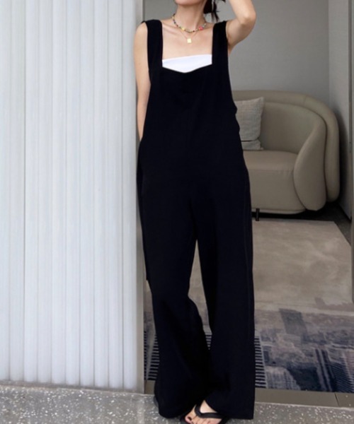 SHEENA（シーナ）の「裾スリットリラックスサロペット（サロペット/オーバーオール・レディース・ブラック・M/S）」の5枚目の写真