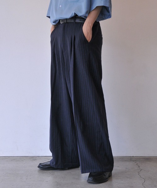 ２タックワイドストレートストライプスラックス Two tuck wide straight stripe slacks / 2タックワイド