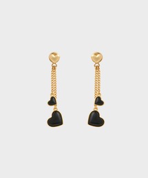 ダブルハートストーン ドロップピアス