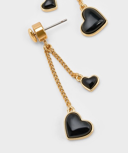 CHARLES & KEITH(チャールズ & キース)の「ダブルハートストーン ドロップピアス(ピアス(両耳用)・レディース・ゴールド系その他/ブラック/シルバー・FREE)」の4枚目の写真