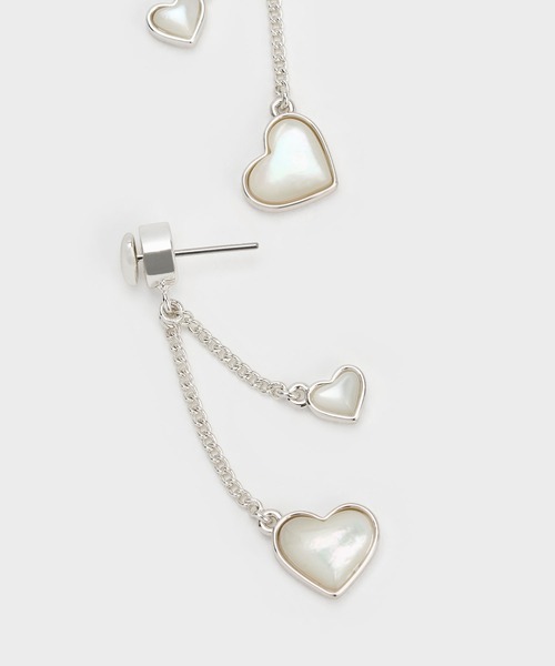 CHARLES & KEITH(チャールズ & キース)の「ダブルハートストーン ドロップピアス(ピアス(両耳用)・レディース・ゴールド系その他/ブラック/シルバー・FREE)」の5枚目の写真