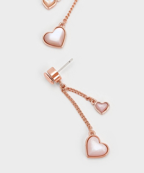 CHARLES & KEITH(チャールズ & キース)の「ダブルハートストーン ドロップピアス(ピアス(両耳用)・レディース・ゴールド系その他/ブラック/シルバー・FREE)」の6枚目の写真