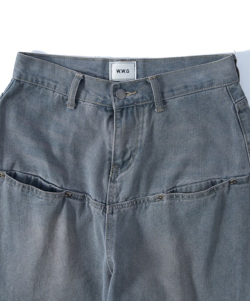 《UNISEX / サイズ展開あり》スラッシュポケットブラストワイドデニム（デニムパンツ）｜WHO'S WHO gallery（フーズフーギャラリー）