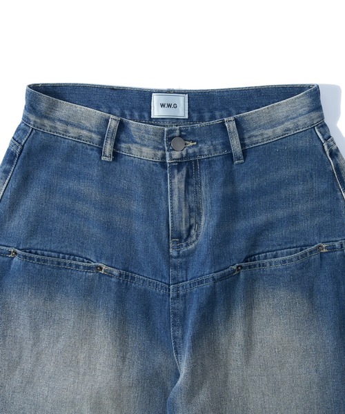 WHO'S WHO gallery（フーズフーギャラリー）の「《UNISEX / サイズ展開あり》スラッシュポケットブラストワイドデニム（デニムパンツ・レディース・ネイビー/ネイビー系1/ブルー系その他2/ライトグレー/サックスブルー/ブルー/サンドベージュ/ブルー系その他3/ベージュ系その他/グレー系その他/ブルー系その他4/ピンク/ピンク系その他/ネイビー系2/グレー系その他2・FREE/SMALL/X-LARGE/LARGE/X-SMALL）」の21枚目の写真