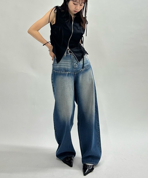 《UNISEX / サイズ展開あり》スラッシュポケットブラストワイドデニム（デニムパンツ）｜WHO'S WHO gallery（フーズフーギャラリー）