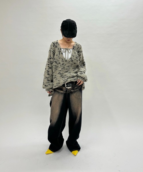 《UNISEX / サイズ展開あり》スラッシュポケットブラストワイドデニム（デニムパンツ）｜WHO'S WHO gallery（フーズフーギャラリー）