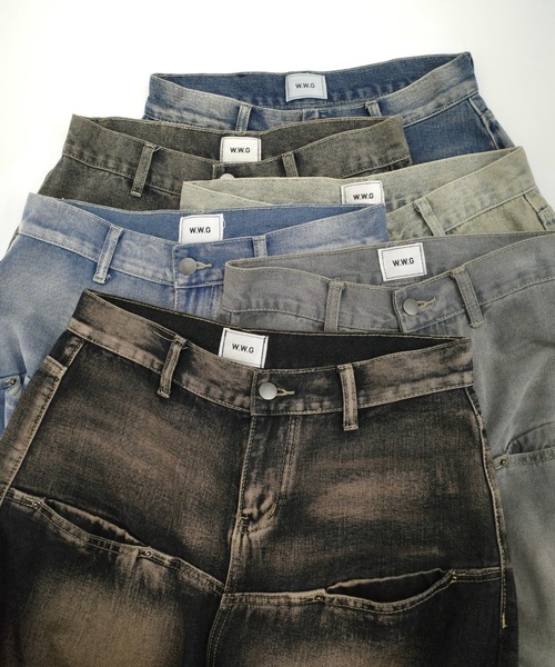 《UNISEX / サイズ展開あり》スラッシュポケットブラストワイドデニム（デニムパンツ）｜WHO'S WHO gallery（フーズフーギャラリー）