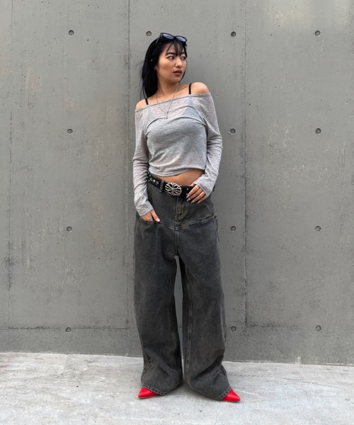 《UNISEX / サイズ展開あり》スラッシュポケットブラストワイドデニム（デニムパンツ）｜WHO'S WHO gallery（フーズフーギャラリー）