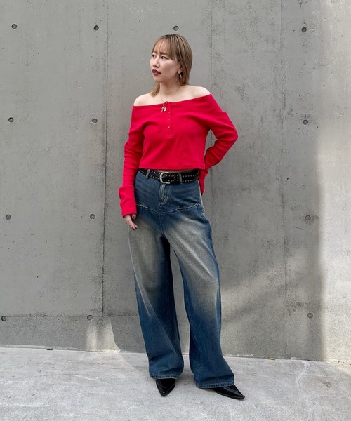 《UNISEX / サイズ展開あり》スラッシュポケットブラストワイドデニム（デニムパンツ）｜WHO'S WHO gallery（フーズフーギャラリー）