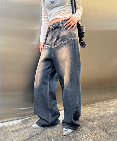 《UNISEX / サイズ展開あり》スラッシュポケットブラストワイドデニム（デニムパンツ）｜WHO'S WHO gallery（フーズフーギャラリー）
