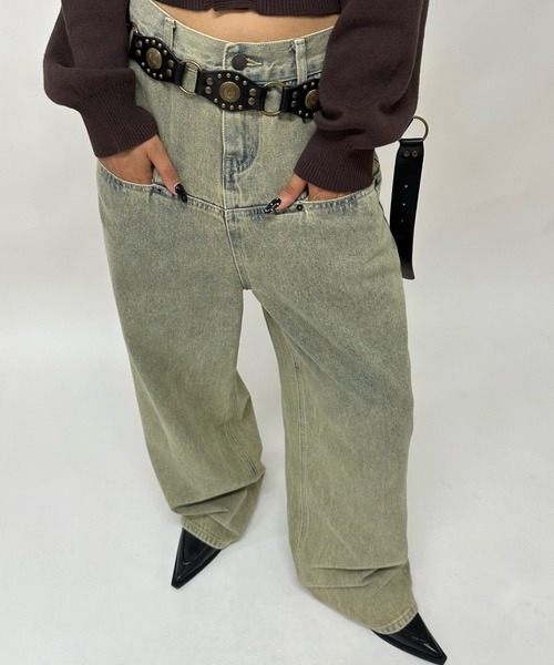 《UNISEX / サイズ展開あり》スラッシュポケットブラストワイドデニム（デニムパンツ）｜WHO'S WHO gallery（フーズフーギャラリー）