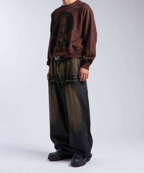 WHO'S WHO gallery スラッシュポケットブラストワイドデニム セール】《UNISEX / サイズ展開あり》スラッシュポケット