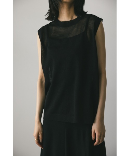 STYLEMIXER(スタイルミキサー)の「ウォッシャブルリネンミックスニットタンク(タンクトップ・レディース・アイボリー/ブラック/チャコールグレー/ピンク・FREE)」の3枚目の写真