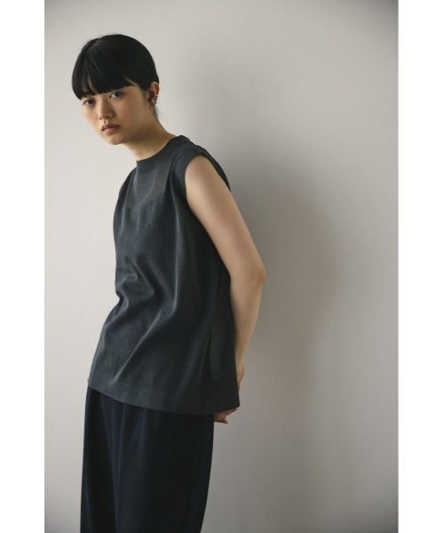 miu miu タンクトップギャザーストレッチ伸縮クロップド丈L