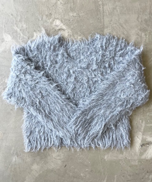 SHAGGIE（シャギー）の「ウール深Vネックシャギーオーバーニット（ニット/セーター・レディース・ブラック/グレー/ピンク/ブルー・FREE）」の12枚目の写真