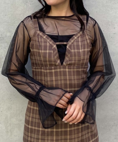 archives(アルシーヴ)の「チュールドロストTOPS(Tシャツ/カットソー・レディース・アイボリー/ブラック/ブラウン・MEDIUM)」の2枚目の写真