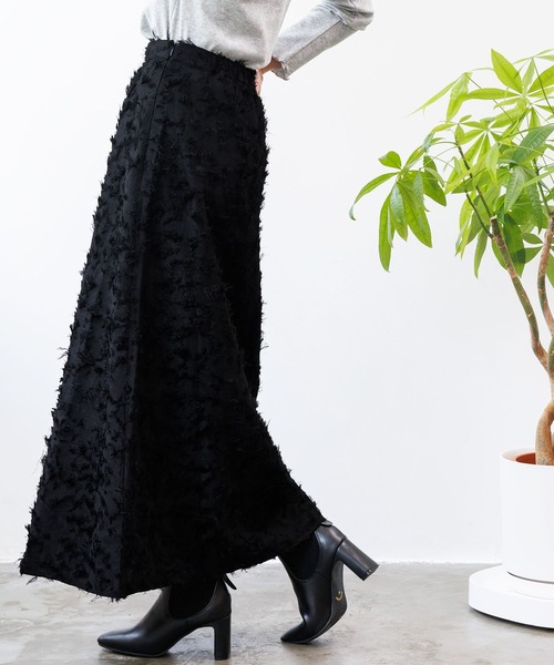 mili an deni（ミリアンデニ）の「フリンジAラインスカート（スカート・レディース・オフホワイト/ピンクベージュ/ブラック・M）」の10枚目の写真