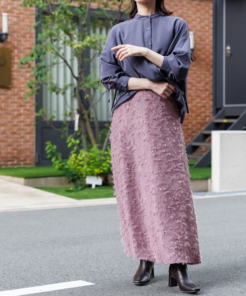 mili an deni（ミリアンデニ）の「フリンジAラインスカート（スカート・レディース・オフホワイト/ピンクベージュ/ブラック・M）」の16枚目の写真