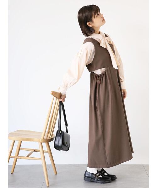 ehka sopo(エヘカソポ)の「サイドスリットジャンスカ(ワンピース・レディース・モカ/ブラック/グリーン・F)」の3枚目の写真