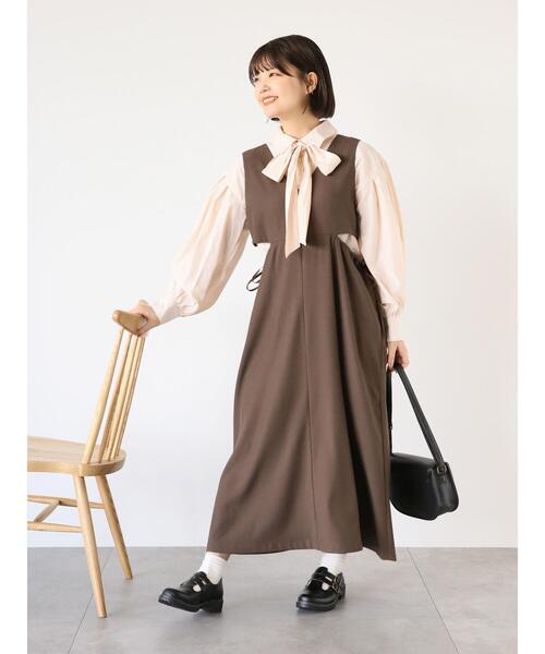 ehka sopo(エヘカソポ)の「サイドスリットジャンスカ(ワンピース・レディース・モカ/ブラック/グリーン・F)」の8枚目の写真