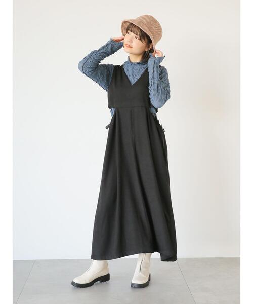 ehka sopo(エヘカソポ)の「サイドスリットジャンスカ(ワンピース・レディース・モカ/ブラック/グリーン・F)」の12枚目の写真