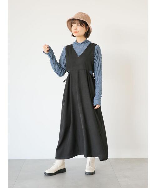 ehka sopo(エヘカソポ)の「サイドスリットジャンスカ(ワンピース・レディース・モカ/ブラック/グリーン・F)」の13枚目の写真