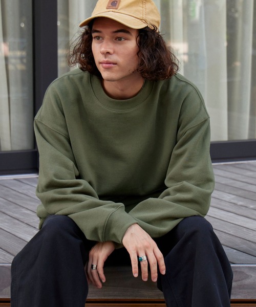 BARK MANHATTAN（バークマンハッタン）の「USAコットン ヘビーウェイト裏起毛 オーバーサイズクルーネックスウェット（スウェット・メンズ・モカ/グレイッシュブルー/カーキ/ブラック/グレー系/アッシュグレー・M/L）」の5枚目の写真