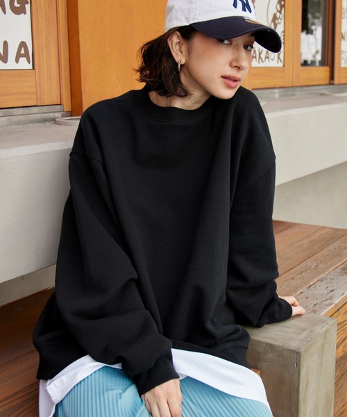 BARK MANHATTAN（バークマンハッタン）の「USAコットン ヘビーウェイト裏起毛 オーバーサイズクルーネックスウェット（スウェット・メンズ・モカ/グレイッシュブルー/カーキ/ブラック/グレー系/アッシュグレー・M/L）」の12枚目の写真