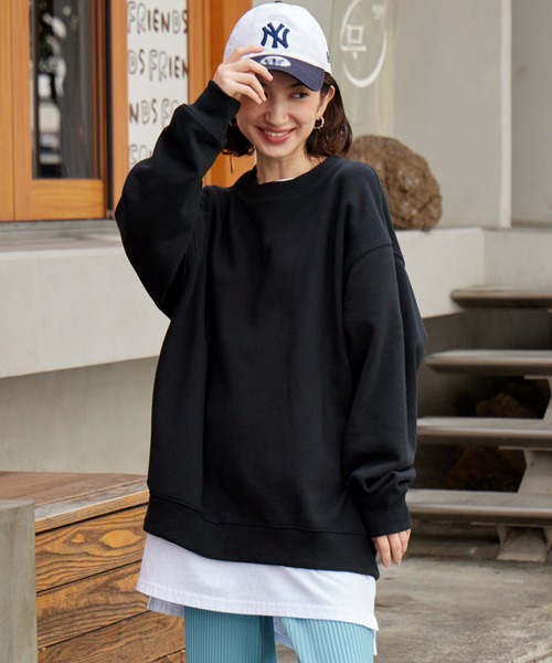 BARK MANHATTAN（バークマンハッタン）の「USAコットン ヘビーウェイト裏起毛 オーバーサイズクルーネックスウェット（スウェット・メンズ・モカ/グレイッシュブルー/カーキ/ブラック/グレー系/アッシュグレー・M/L）」の16枚目の写真