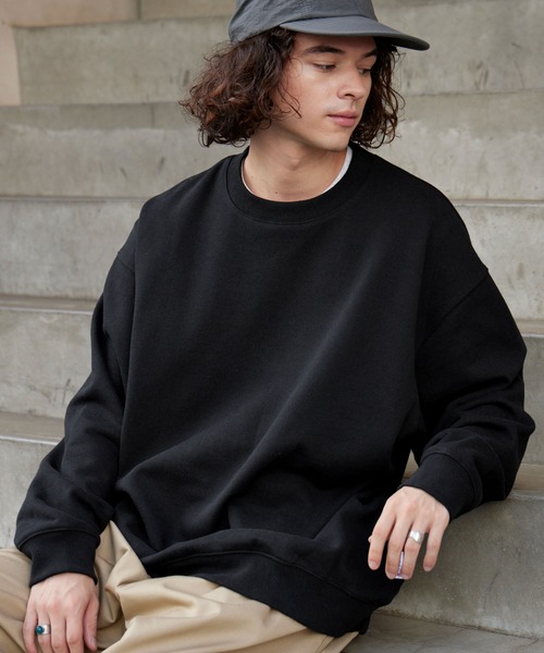 BARK MANHATTAN（バークマンハッタン）の「USAコットン ヘビーウェイト裏起毛 オーバーサイズクルーネックスウェット（スウェット・メンズ・モカ/グレイッシュブルー/カーキ/ブラック/グレー系/アッシュグレー・M/L）」の19枚目の写真