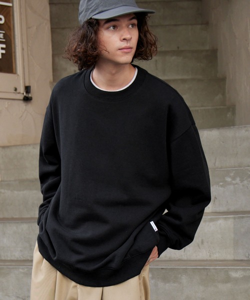 BARK MANHATTAN（バークマンハッタン）の「USAコットン ヘビーウェイト裏起毛 オーバーサイズクルーネックスウェット（スウェット・メンズ・モカ/グレイッシュブルー/カーキ/ブラック/グレー系/アッシュグレー・M/L）」の22枚目の写真