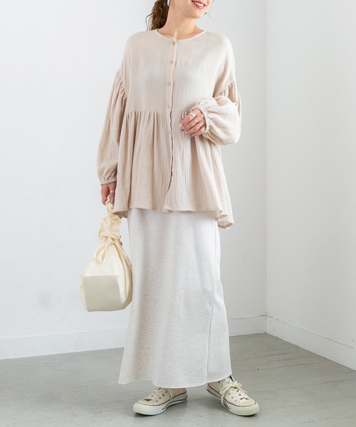 PICHI（ピイチ）の「セルフカットバックスリットマキシスカート（スカート・レディース・グレー/オートミール/ブラック・FREE）」の7枚目の写真