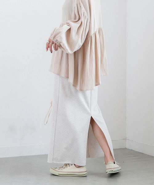 PICHI（ピイチ）の「セルフカットバックスリットマキシスカート（スカート・レディース・グレー/オートミール/ブラック・FREE）」の9枚目の写真