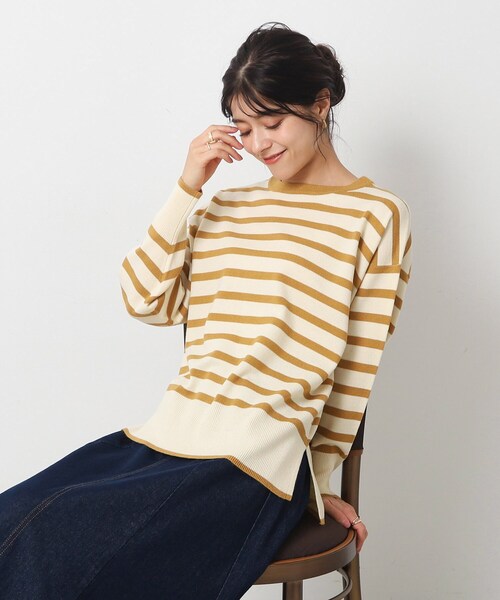 SHOO・LA・RUE(シューラルー)の「◆インしない派さんにも カシミヤライク ドロップショルダーニット(ニット/セーター・レディース・ライトグレー/ピンク系/ブラック/アイボリー系2/イエロー系2・00)」の1枚目の写真