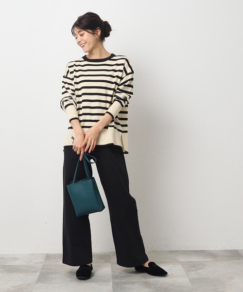 SHOO・LA・RUE(シューラルー)の「◆インしない派さんにも カシミヤライク ドロップショルダーニット(ニット/セーター・レディース・ライトグレー/ピンク系/ブラック/アイボリー系2/イエロー系2・00)」の6枚目の写真