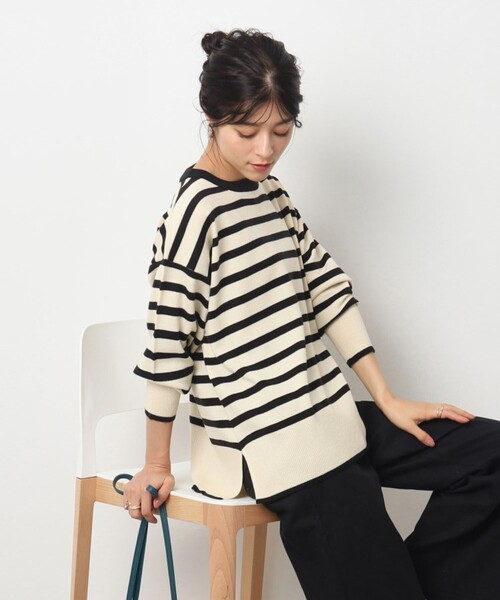 SHOO・LA・RUE(シューラルー)の「◆インしない派さんにも カシミヤライク ドロップショルダーニット(ニット/セーター・レディース・ライトグレー/ピンク系/ブラック/アイボリー系2/イエロー系2・00)」の8枚目の写真