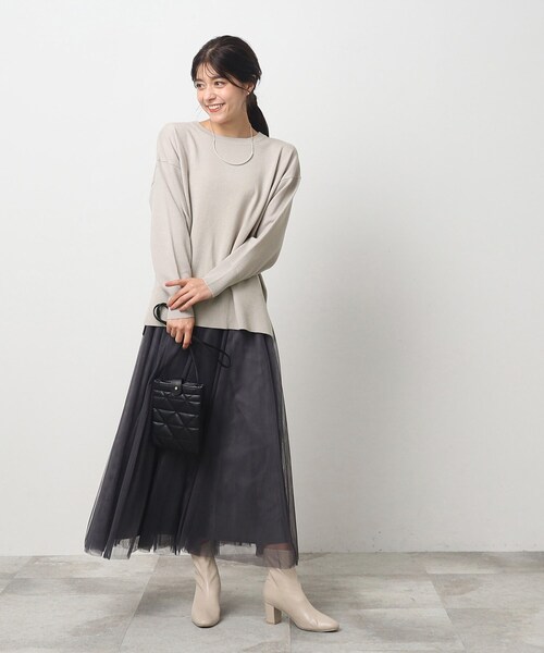 SHOO・LA・RUE(シューラルー)の「◆インしない派さんにも カシミヤライク ドロップショルダーニット(ニット/セーター・レディース・ライトグレー/ピンク系/ブラック/アイボリー系2/イエロー系2・00)」の10枚目の写真