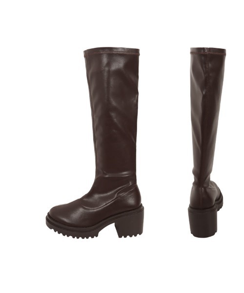 KOBE LETTUCE（コウベレタス）の「厚底ストレッチロングブーツ（ブーツ・レディース・ブラック/ブラウン・L/S/M）」の7枚目の写真