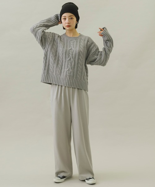URBAN RESEARCH Sonny Label(アーバンリサーチサニーレーベル)の「ローゲージケーブルニットプルオーバー(ニット/セーター・レディース・グレー/オフホワイト/ブラック・FREE)」の10枚目の写真