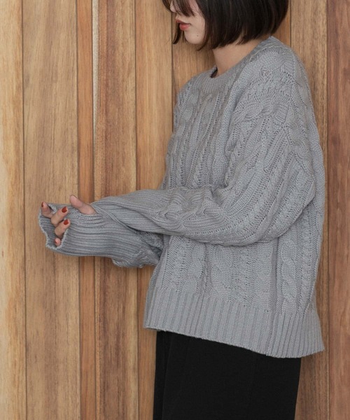 URBAN RESEARCH Sonny Label(アーバンリサーチサニーレーベル)の「ローゲージケーブルニットプルオーバー(ニット/セーター・レディース・グレー/オフホワイト/ブラック・FREE)」の18枚目の写真