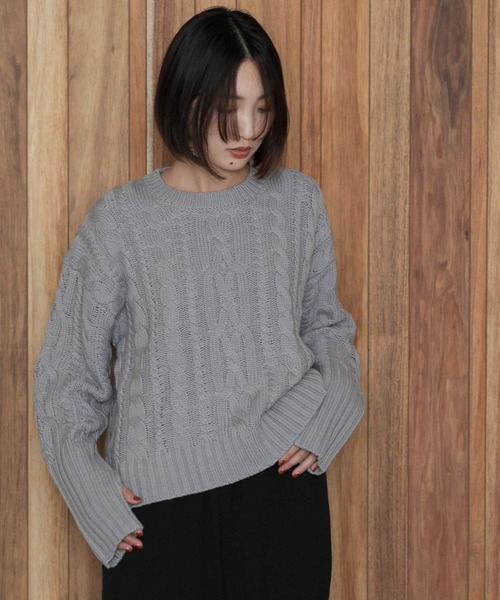 URBAN RESEARCH Sonny Label(アーバンリサーチサニーレーベル)の「ローゲージケーブルニットプルオーバー(ニット/セーター・レディース・グレー/オフホワイト/ブラック・FREE)」の21枚目の写真
