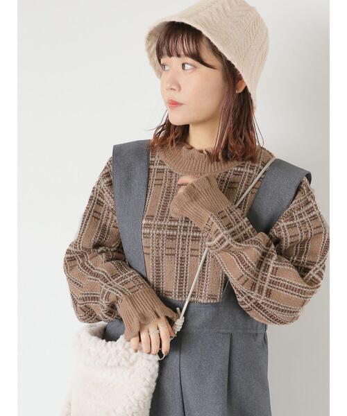 ehka sopo（エヘカソポ）の「チェックフリルニット（ニット/セーター・レディース・グリーン/ベージュ/レッド・F）」の4枚目の写真